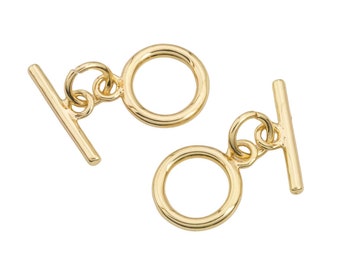 2 sets per order -9mm 14K Gold Toggle Clasp for Bracelet Necklace Jewelry Making Supply