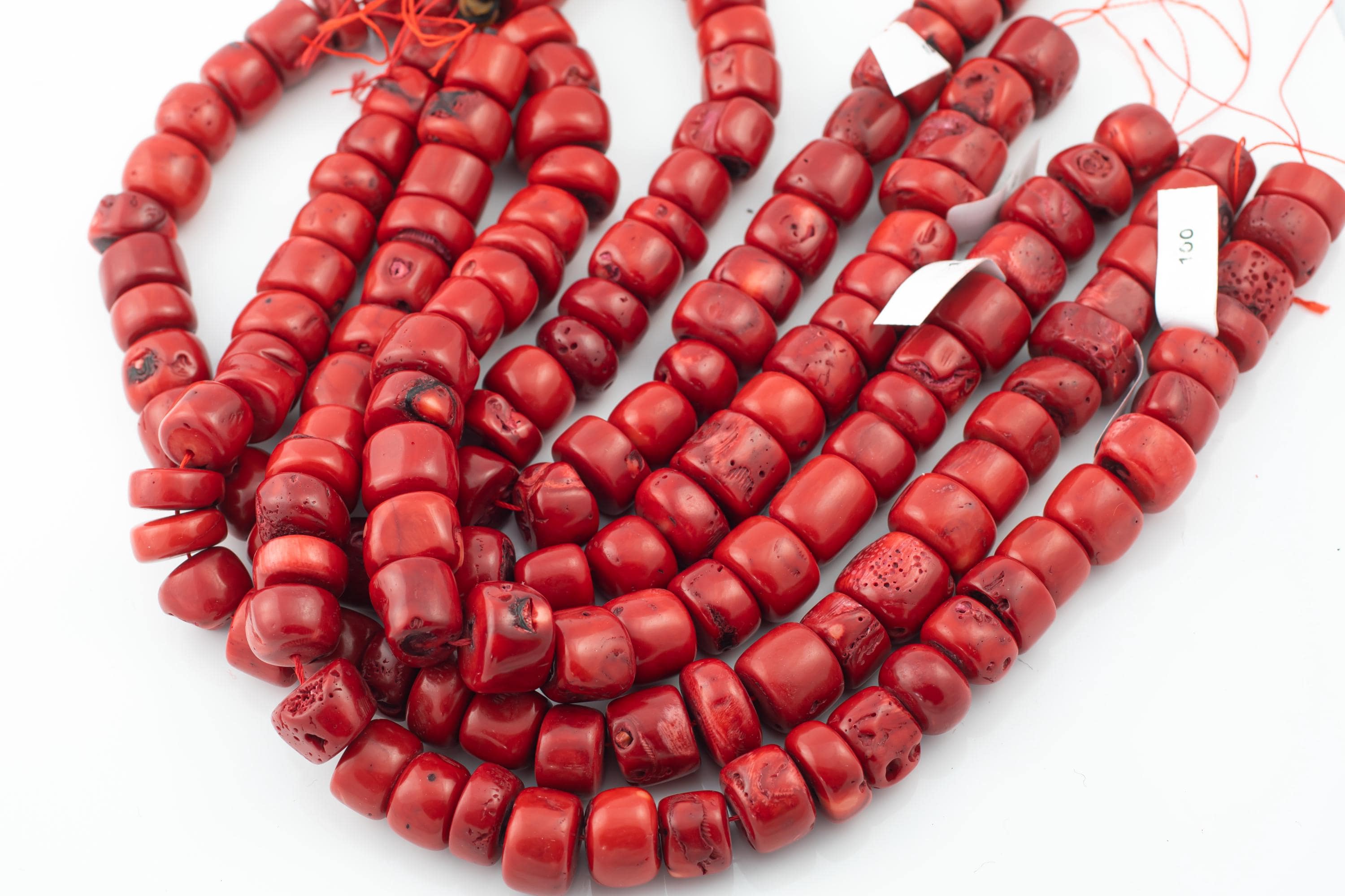 Bamboo Red Coral Natural Barrel Shaped Large Size- 18mm