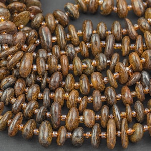 Natural Bronzite Smooth Freeform Roundel Chip Beads 15.5&quot; Strand