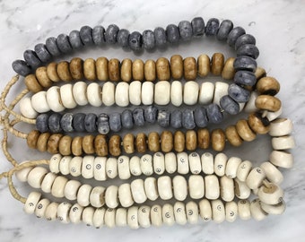 40 Polished Kenya White Bone Beads: Jumbo Bone Beads Round Shaped Beads Kenya Bone Beads Big Bone Beads Beaded Wall Hanging Decorative Beads