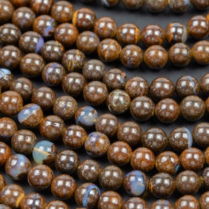 Natural Australian Yowah Matrix Boulder Opal Beads 4mm 6mm 8mm 10mm 12mm 15.5 Strand image 6