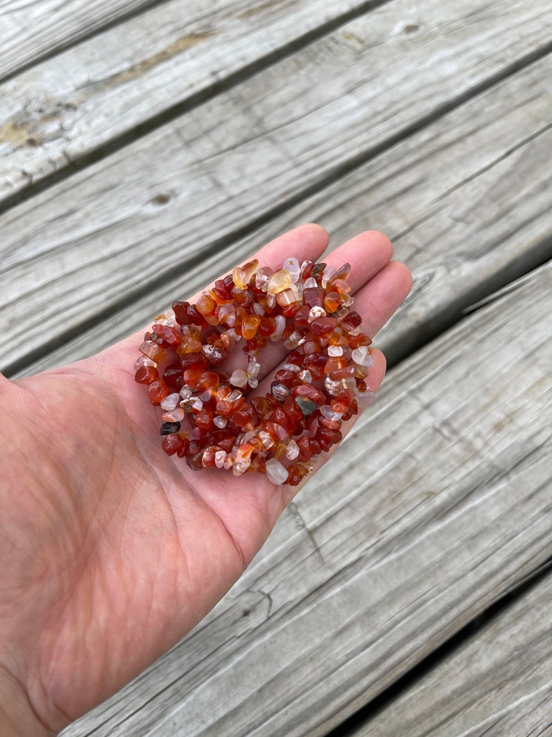 Carnelian Bracelet Stretchy String Bracelet Natural Gemstone Chips Bracelets Pre-charged Handmade Jewelry image 8