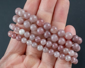 Natural Strawberry Quartz Round Size 6mm and 8mm- Handmade In USA- approx. 7" Bracelet Crystal Bracelet