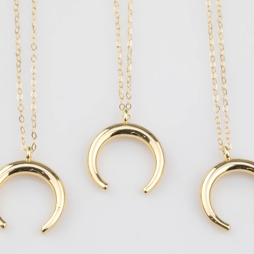 Gold Filled Crescent Necklace 14k Gold Filled Chain Perfect Etsy