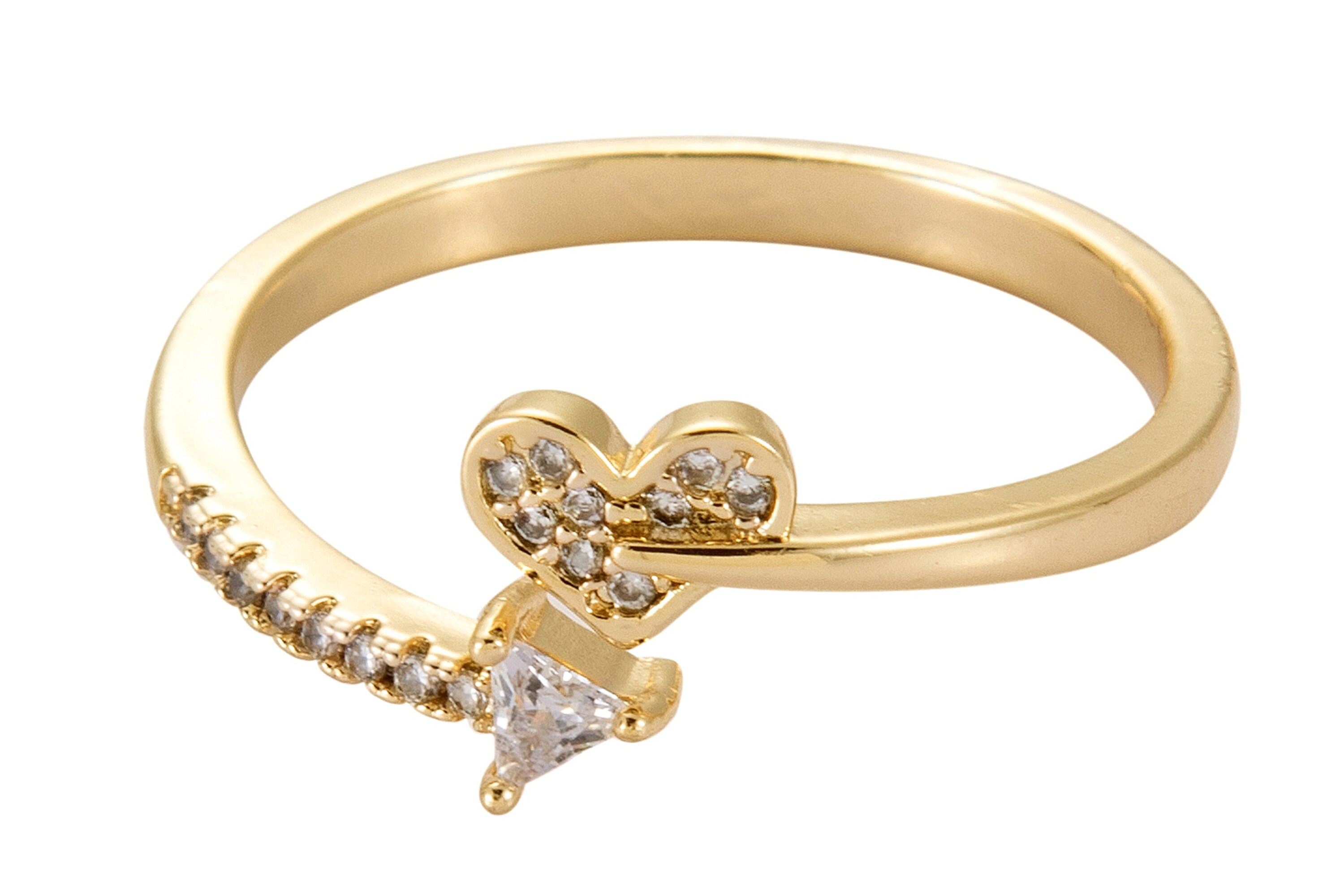 Minimalist Cz Ring Dainty Jewelry Adjustable Ring Gold Open Ring Micro Pave Ring 1 pc Gold Ring Heart Dainty Ring