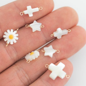 USA Gold Filled Permanent Jewelry Connectors Clover Cross Flower Shell Connector or Charm 1420 Gold Filled 6mm 8mm 10mm 925 Sterling Silver