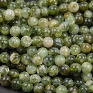 Natural Olive Moonstone Round Beads 6mm and 8mm Green Gemstone 15.5" Strand