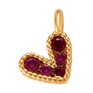 2 pcs 18k Gold Filed Heart Charm,CZ Micro Pave Heart Pendant, red Cubic Heart Charm for Necklace Earring Bracelet-7mm 2 pcs per order
