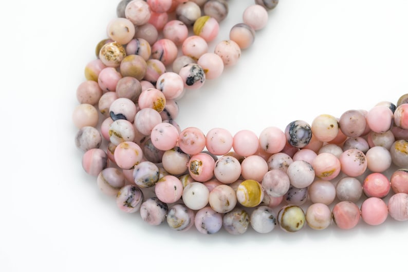 Full 15.5 15.5 inch strands Smooth Gemstone Beads Dark Round Natural 8mm ZEBRA PINK OPAL Beads