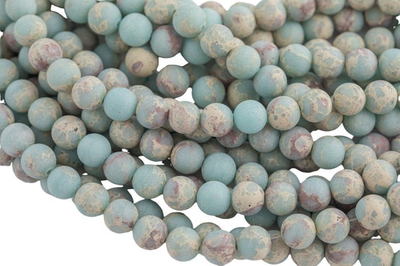 Natural Impression Sea Sediment Jasper Matte Round Beads 4mm 6mm 8mm 10mm Aka Snake Skin Jasper Aqua Terra Jasper 15.5" Strand  Smooth