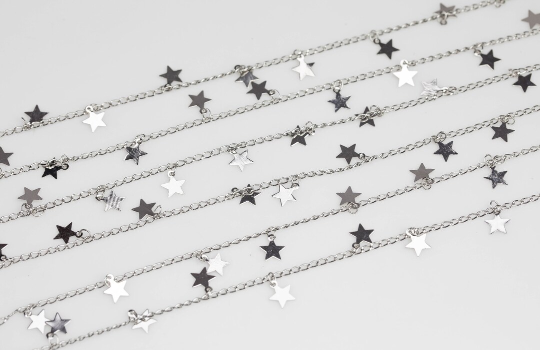 Star Drop Chain Silver / White Gold Plated Brass. High Quality White ...