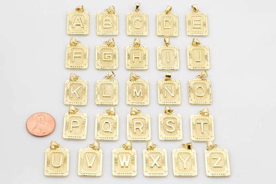 14K Gold Initial A Diamant Anhänger, Solide Gelbgold Charme