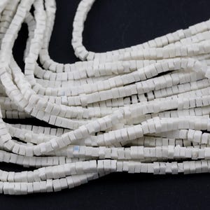 White Jasper Heishi Cube Beads 12.5mm 15.5&quot; Strand- Extra Fine
