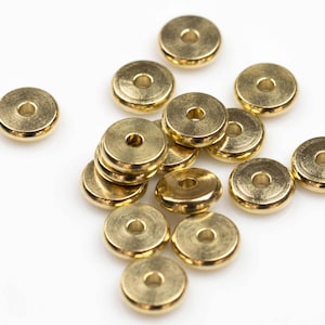 Espaciadores de latón macizo, cuentas redondas planas, 4 mm, 6 mm, 8 mm, 10 mm, cuentas redondas Heishi