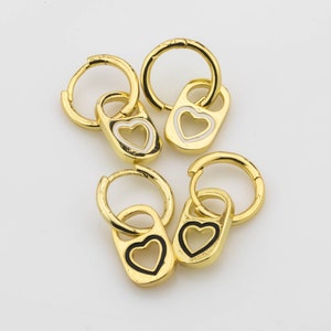 2 pcs 14K Gold  Soda Tab, Soda Pull Tab, Kawaii Heart Tab Earrings Wholesale Charm Jewelry Making Craft Supplies- 21mm