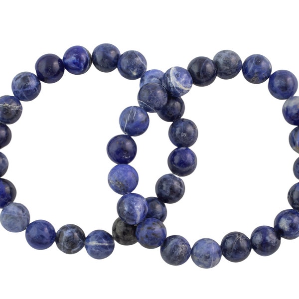 Blue Dumortierite Bracelet Round Size 6mm and 8mm Handmade In USA Natural Gemstone Crystal Bracelets - Handmade Jewelry - approx. 7"