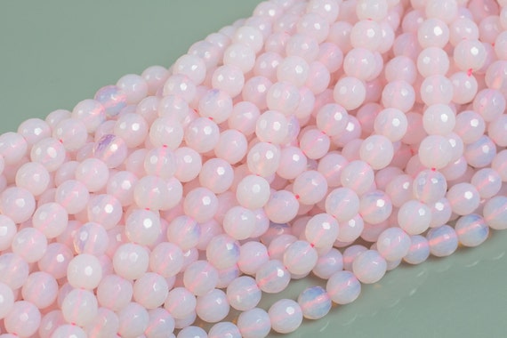 Perle di pietra preziosa naturale sfaccettata rotonda di quarzo rosa da Perle di pietra preziosa naturale sfaccettata rotonda di quarzo rosa da
