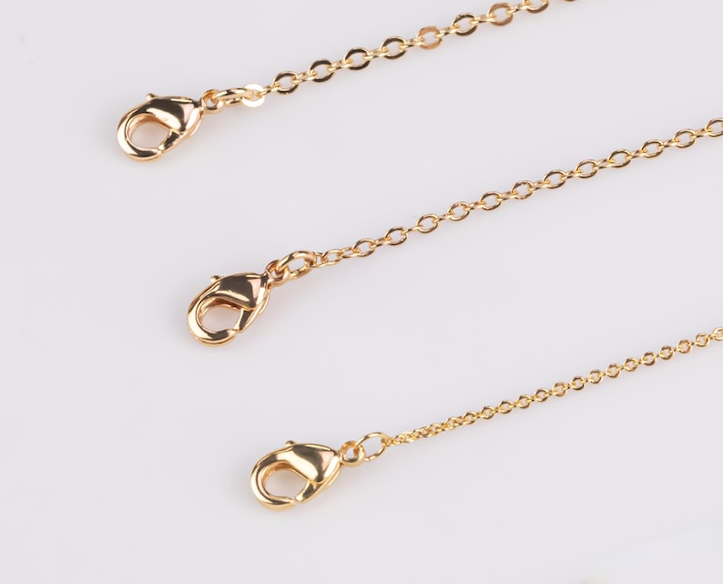Chaînes de collier délicates en or 14 carats à superposer Chaîne ovale de 1 mm 16 18 20 avec rallonge résistante à la ternissure image 3
