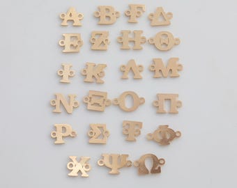 6mm Tall size- 14K Gold Filled Greek Letters Alphabet Initial Connectors for Permanent Jewelry Wholesale Bracelet Jewelry