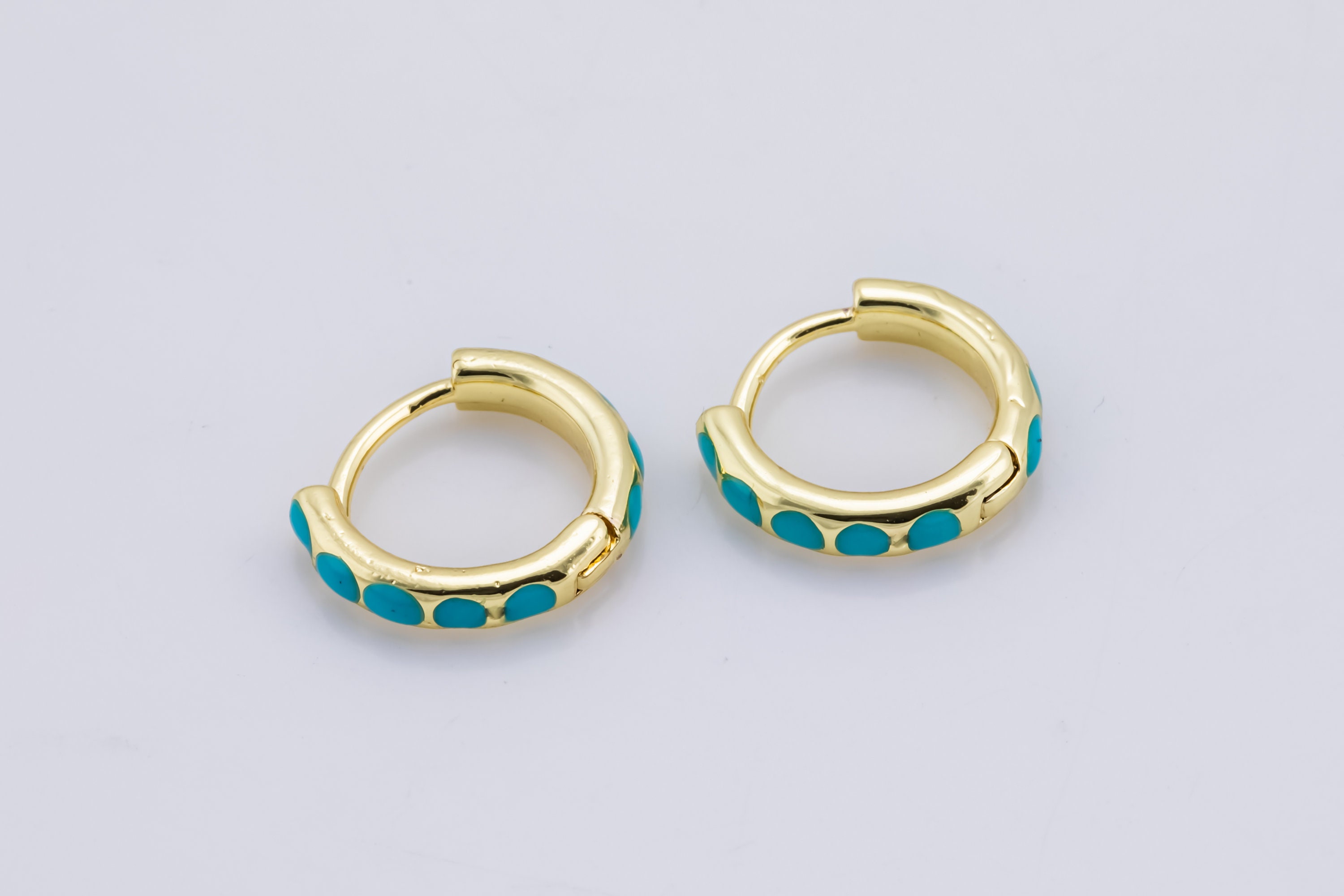 Orecchini A Cerchio Huggie In Argento 925 Con Turchese Blu 9mm - Piccoli Cerchi Riempiti, Gioielli In Oro Caricato, Eleganti E Resistenti - 3