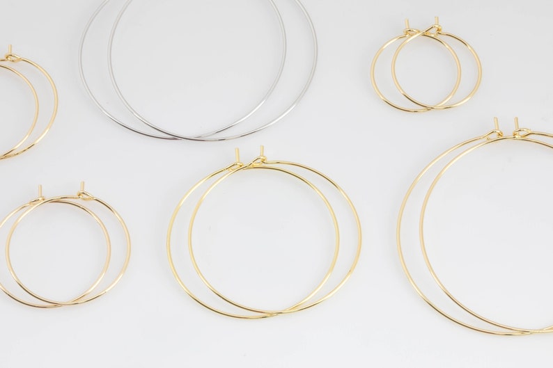 Gold Filled / White Gold Filled Earring Hoop Findings 20mm Etsy UK