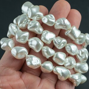 Mother of Pearl Nugget Bracelets-Handmade Jewelry 7.5 inches 14 pcs image 3