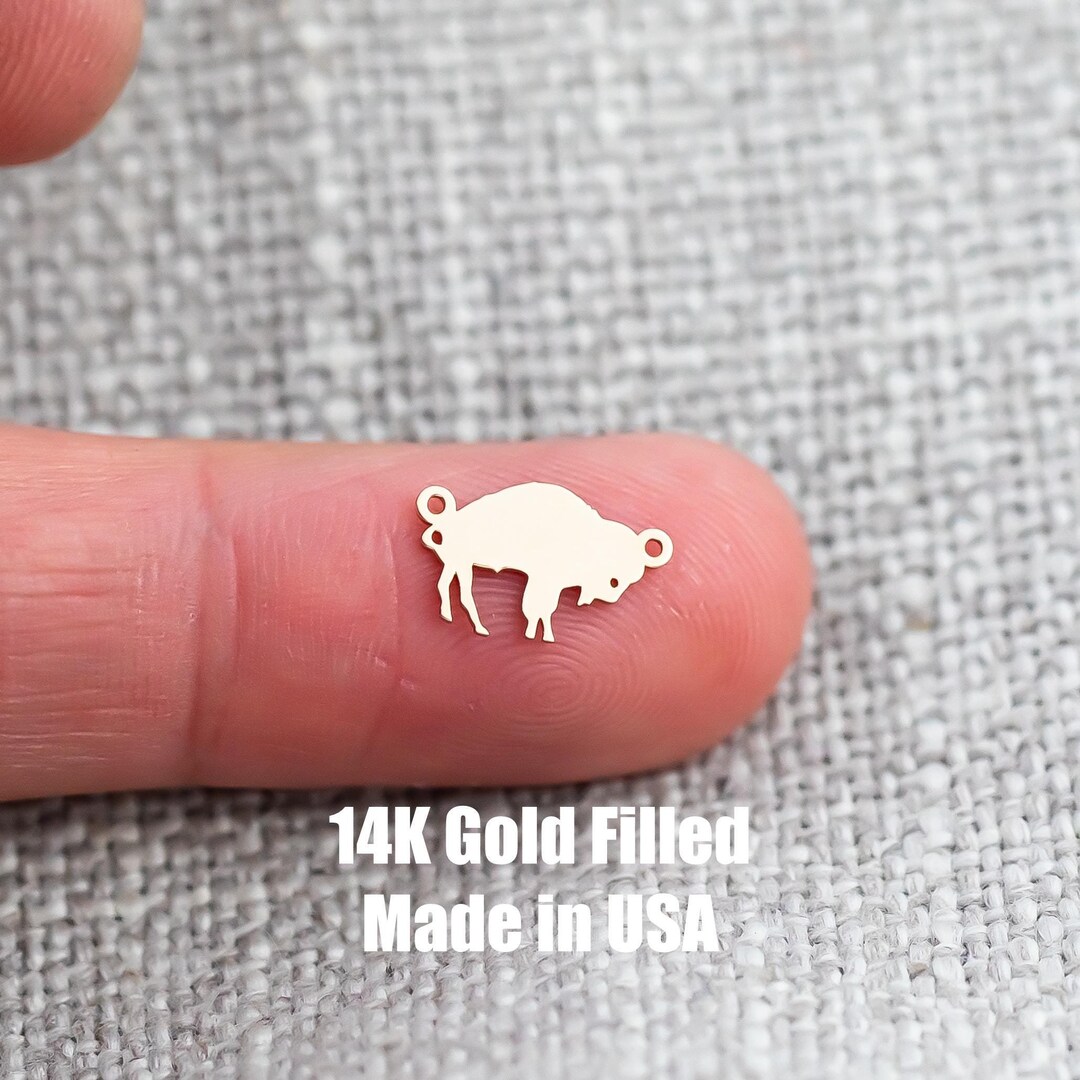 Buffalo Connector - 14kt Gold Filled Sterling Silver - Animal Charms ...