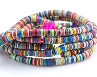 Multi Vinyl , African vulcanite vinyl disc beads-Heishi Shaped 4mm, Full Strands. 35 inch Strand