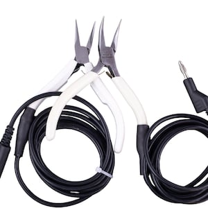 Jupiter Welder Grounded Pliers with Stylus Extension Set Extra Long Extension Extended for Permanent Jewelry Curved Tip Thin Tip 5ft!