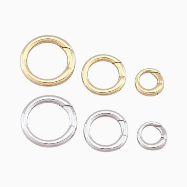 18k Gold pvd Carabiner Push Clasp round carabiner clasp high quality tarnish resistant 10mm 13mm 15mm 18mm