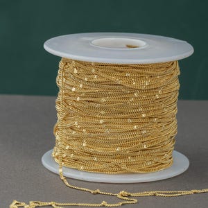 Gold Filled Curb Satellite Chain -- By the Foot- Made in USA Permanent Jewelry Chain