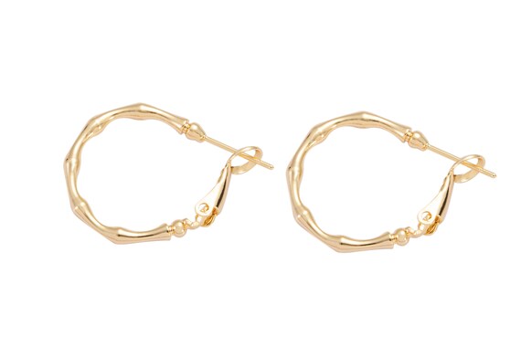 Pendientes Redondos De Bambú Con Nombre Grabado - 14K Gold Plate, Personalizados Para Ella