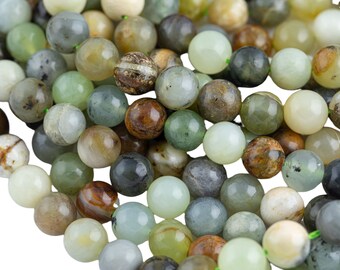 Natural Flower Jade 8mm, 10mm, 12mm High Quality Round-full