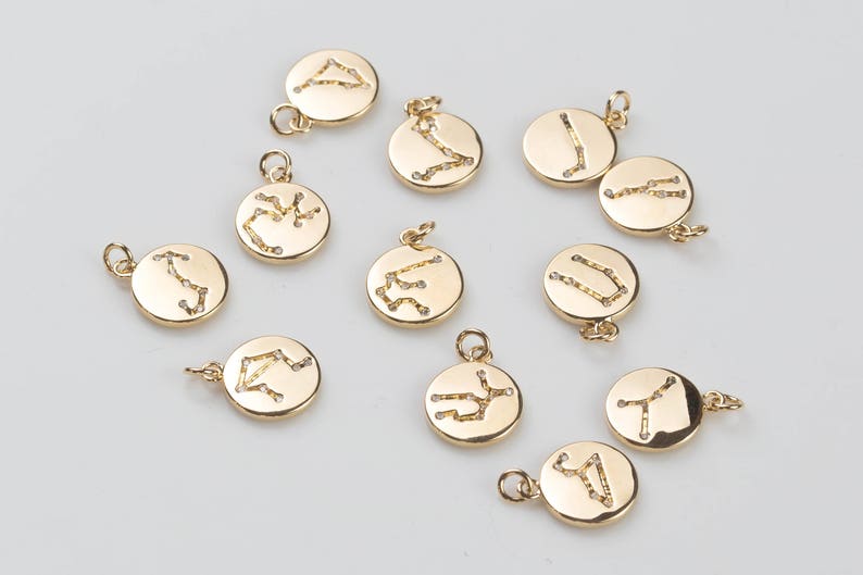 Astrology Zodiac Symbol Charms Constellation Gold Charms Etsy