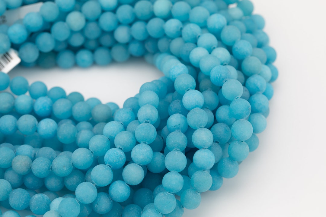 Deep Sky Blue JADE Matte Round 6mm 8mm 10mm 12mmfull Strand 15.5 Inch