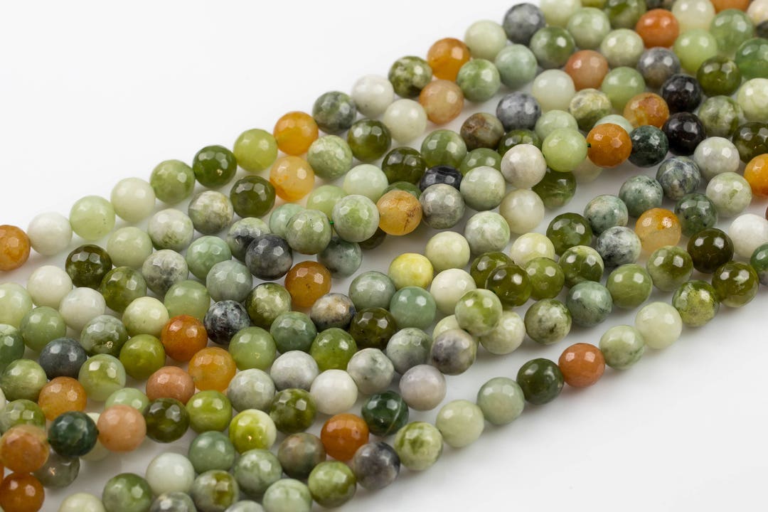 Natural Flower Jade, High Quality in Faceted Round 12mm Full 15.5 Inch