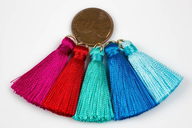 SILK TASSEL TASSLE Silk Tassels Tassles High Quality Small Tassels 4 pcs image 5