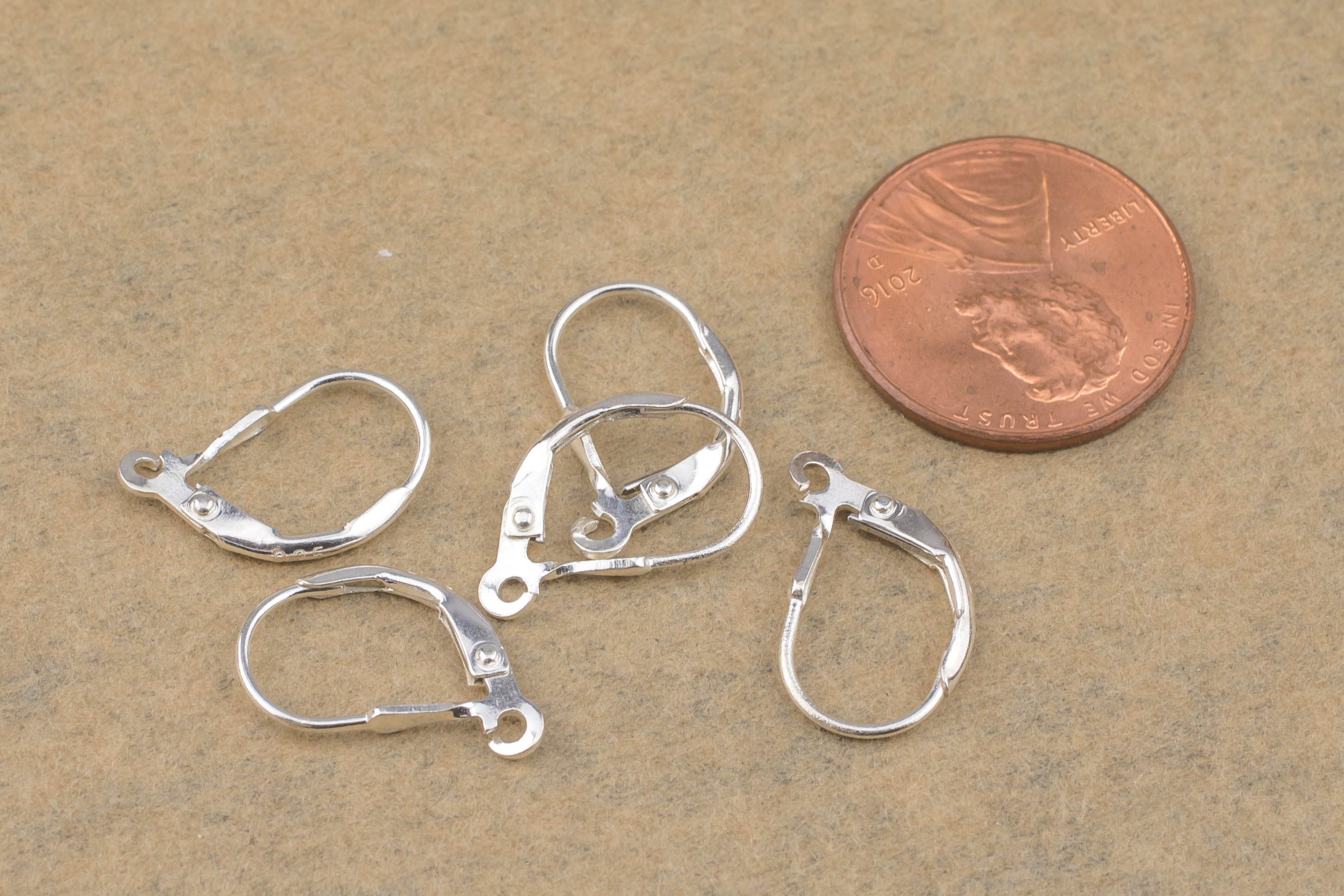 Ear Wire LEVERBACK w/Open Ring 13x10mm Sterling Silver (1 pair)