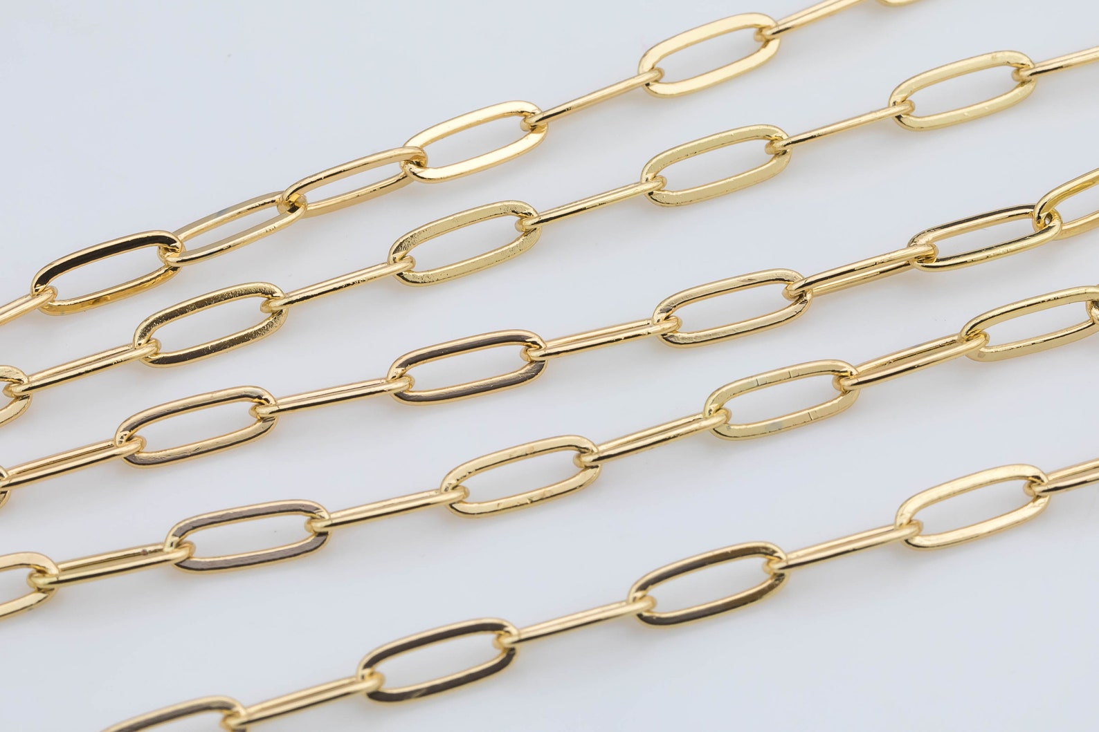 18k Gold Filled Paper Clip Chain by the Yard 4x11mm Unfinished Etsy