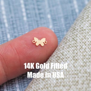 Mariposa rellena de oro - plata esterlina o rellena de oro - conectores de palabras de joyería permanentes - dije, colgante,