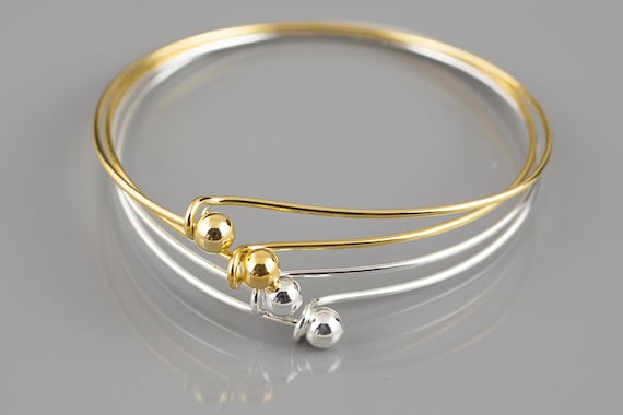 5 Pcs gold Silver Gunmetal Brass Bangle Ball and Hook Bangle