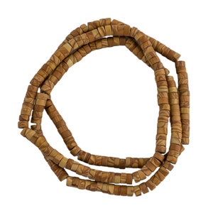 Natural Wood Jasper -  2x4mm Heishi Stretchy Bracelet- 7 inches