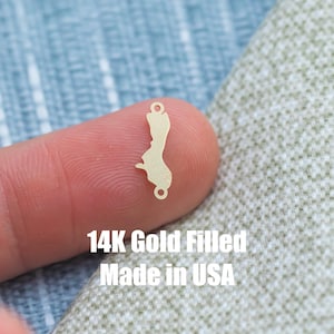 Guam State Outline Connector - 14Kt Gold Filled or Sterling Silver- Bracelet or Necklace - Permanent Jewelry Supply