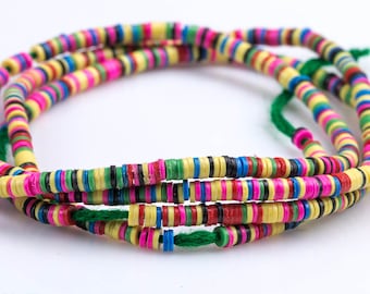 Multi Vinyl , African vulcanite vinyl disc beads-Heishi Shaped 3mm, Full Strands. 35 inch Strand