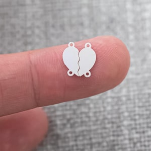gold filled puzzle double heart connector - sterling silver or solid gold- permanent jewelry connectors- charm bar, pendant, 10 mm tall