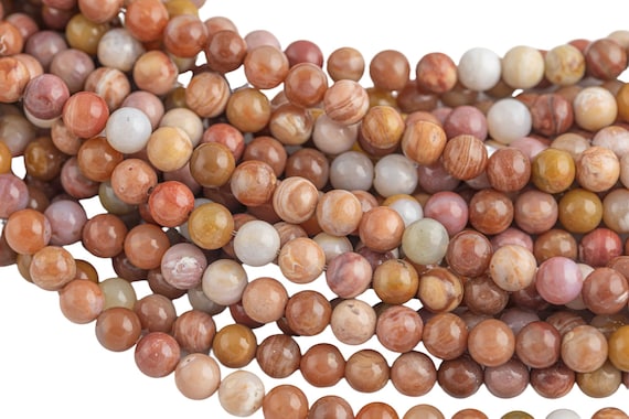 Natural Red Petrified Wood, High Quality in Round- 6mm, 8mm, 10mm