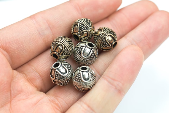 HEAVY SOLID Bali Style Metal Spacer Beads Balls 8mm 10mm 11mm Gold Brass  Silver Great Spacers for Bracelets 