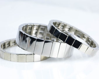 Large   Stretchy Bracelet-Rhodium Stack- 7-7.5- Wholesale Pricing Enamel  Beads