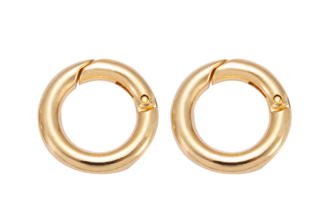Spring Gate Round Ring 1 or 2 Pcs Dainty Gold Spring Gate Ring, Push Gate Ring, 15mm 18mm 20mm ...