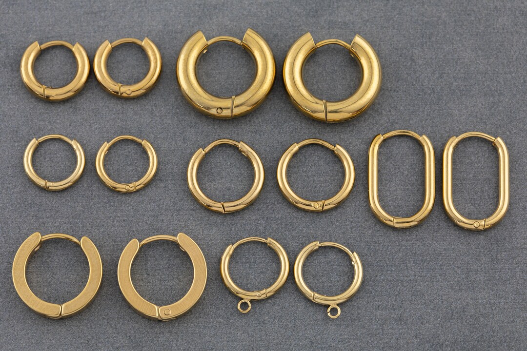 Tungsten Gold Hoop Earrings Hoop Earrings Earrings WATERPROOF Earrings Tarnish Resistant
